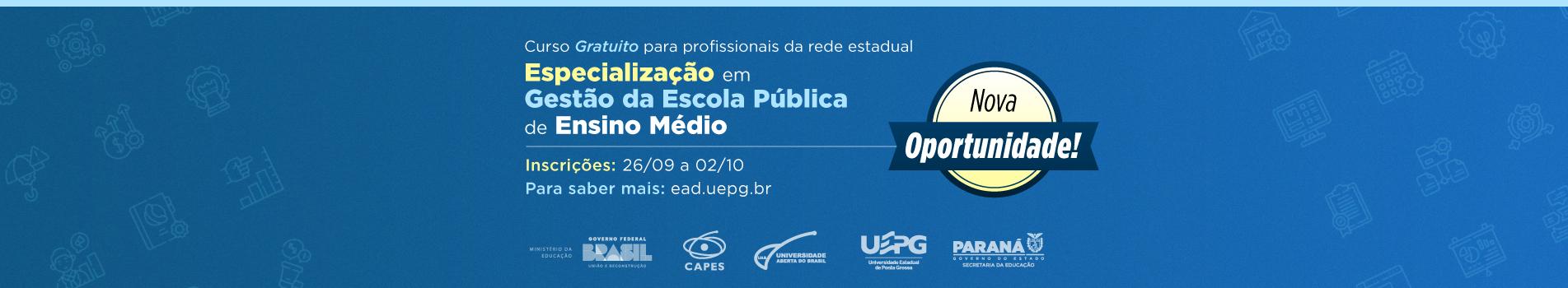 Banner - Curso de Especialização GEPEM - nova oportunidade